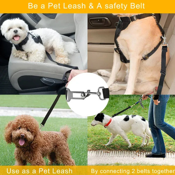 2-Pack Adjustable Pet Dog & Cat Seat Belt Leash Safety Harness