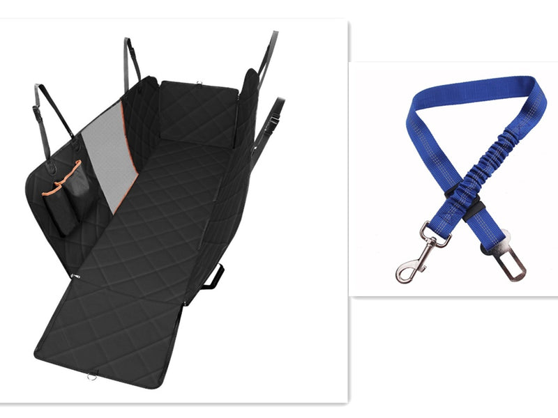 Dog Car Seat Cover & Mesh Pet Carrier Hammock with Zipper & Pocket