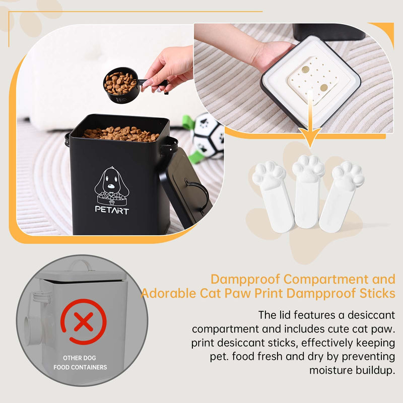Metal Pet Food Storage Container with Spoon & Desiccant