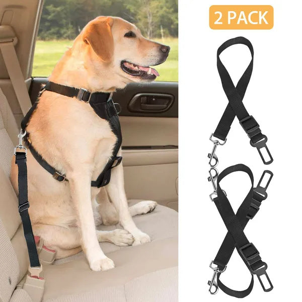 2-Pack Adjustable Pet Dog & Cat Seat Belt Leash Safety Harness