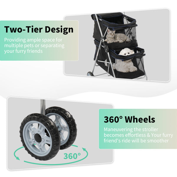 4-Wheel Double-Decker Pet Stroller
