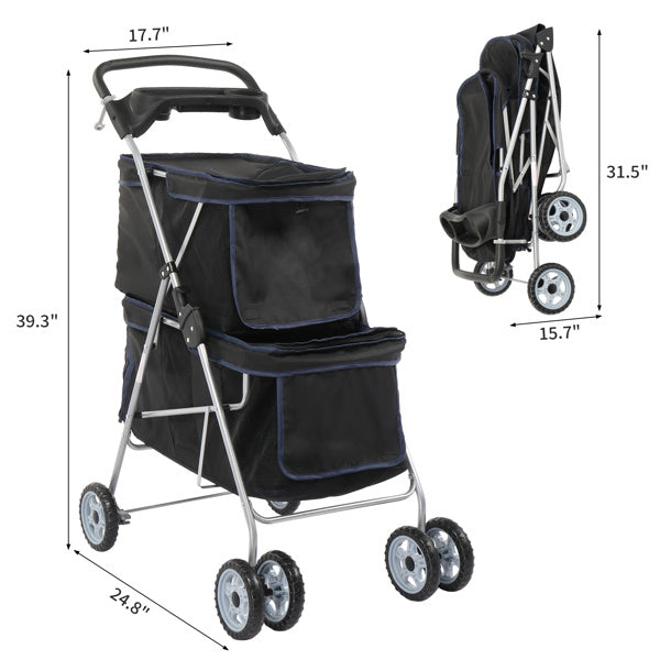 4-Wheel Double-Decker Pet Stroller